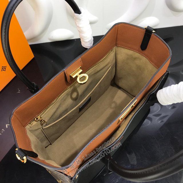 路易威登女包 M53823 頂級原單 On My Side手袋 優雅拼接 細粒面小牛皮與經典Monogram帆布 LV女手提袋 LV女肩背包  ydh2912